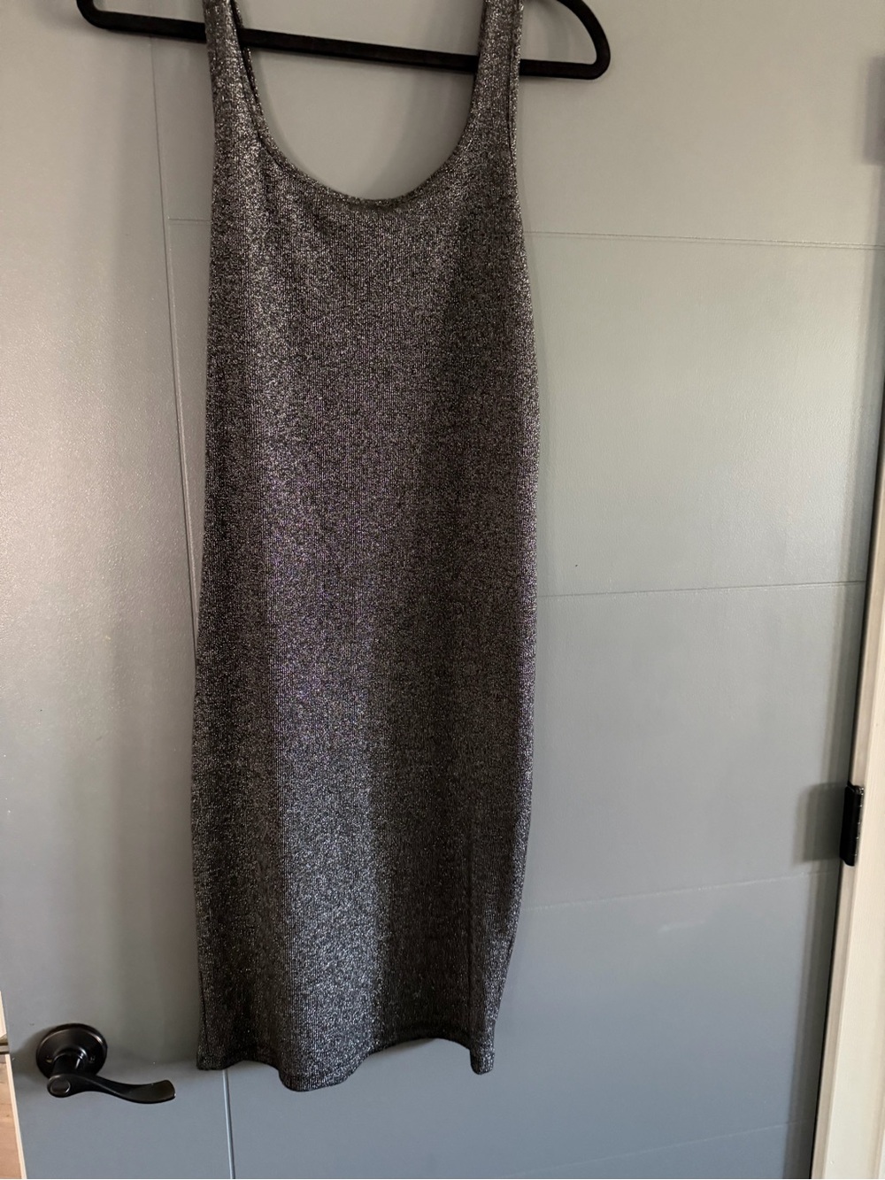Zara Metallic Silver Sleeveless Midi Dress